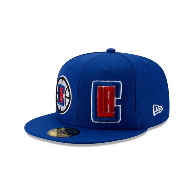 NBA Los Angeles Clippers Double Hit 59Fifty Fitted (HQV1193) - Blue New Era Caps